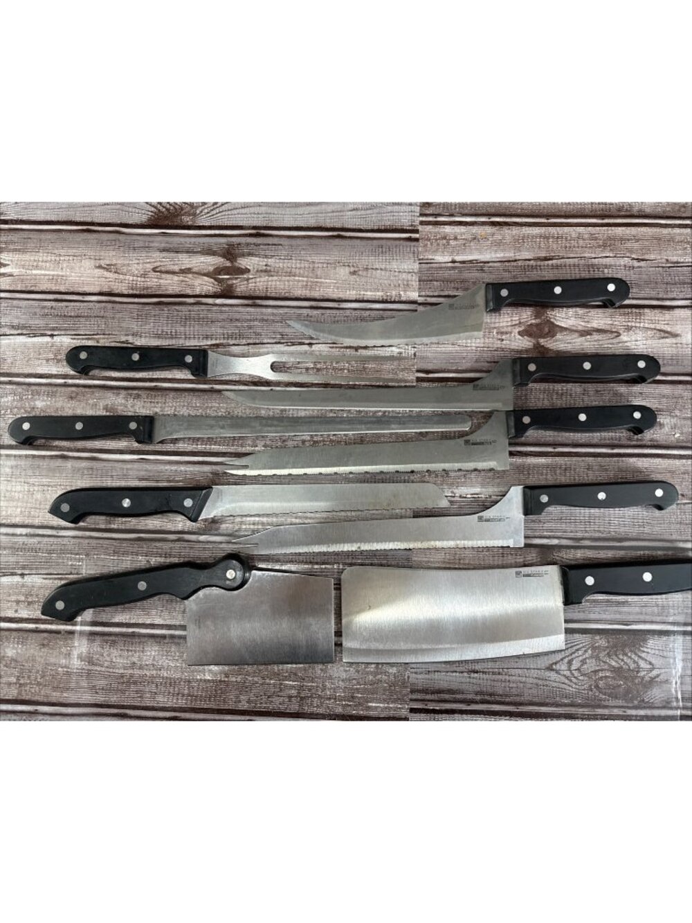 Ronco Showtime Six Star Lot of 9 Stainless Steel Kitchen Black Handled Knifes